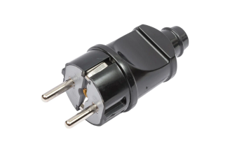 Усиленная прямая вилка EKF Proxima с заземлением, черная, 16А, 250В AVP16-30-r