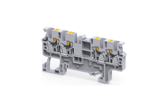 Клемма push-in КЭАЗ OptiClip CP-2,5-QUATTRO-(0,2-2,5)-I с 4 контактами, серая, 331846