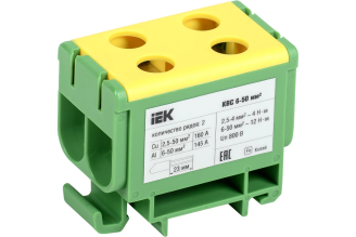 Вводная силовая клемма IEK КВС 6-50 мм² 2-рядная PE, 8 шт YZN23-050-K52
