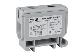 Вводная силовая клемма КЭАЗ OptiClip КВС 2,5-50 мм² серая, 351039