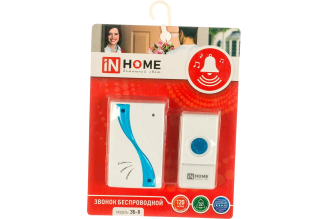 Беспроводной звонок IN HOME ЗБ-8 32 мелодии IP44 бело-голубой 4690612013367