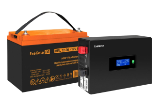 Комплект ИБП ExeGate IdealSine SR-1000.LCD.2SH 1000VA/1000W с батареей EX285655RUS 90 Ач, 297417