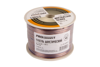 Акустический кабель PROconnect 2х0,25 кв.мм, прозрачный BLUELINE, бухта 100 м 01-6201-6