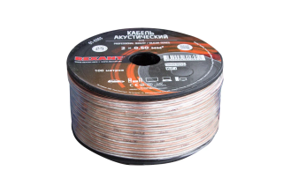 Акустический кабель REXANT 2х0,50 мм2, прозрачный SILICON, бухта 100 м 01-6303