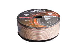 Акустический кабель REXANT 2х0,75 мм2, прозрачный SILICON, бухта 100 м 01-6304