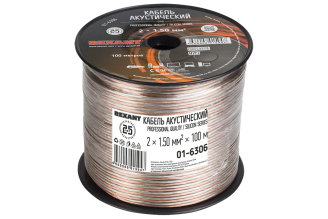 Акустический кабель REXANT 2х1,50 мм2, прозрачный SILICON, бухта 100 м 01-6306