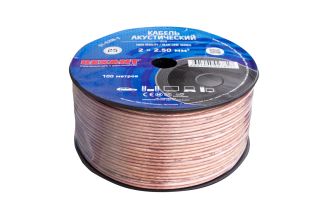 Акустический кабель REXANT 2х2,50 мм2, прозрачный BLUELINE, бухта 100 м 01-6208-3