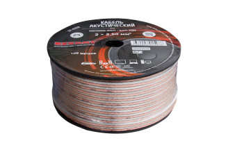 Акустический кабель REXANT 2х2,50 мм2, прозрачный SILICON, бухта 100 м 01-6308