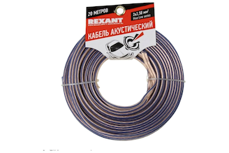 Акустический кабель REXANT 2х2,50кв.мм прозрачный BLUELINE 01-6208-3-20