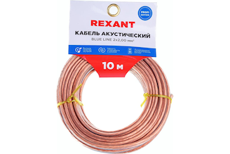 Акустический кабель REXANT BLUELINE 2х2,00 кв.мм, прозрачный 01-6207-3-10
