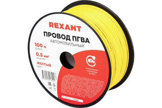 Провод REXANT ПГВА 1х0,50 мм² желтый, бухта 100 м 01-6512