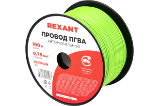 Провод REXANT ПГВА 1х0,75 мм² зеленый, бухта 100 м 01-6503