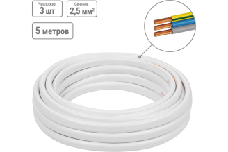 Провод TDM ELECTRIC ПУГСП 3х2.5 мм² 5 м белый SQ0126-0211