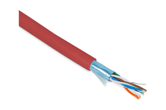 Экранированный кабель витая пара Hyperline FUTP4-C5E-P26-IN-PVC-RD-305, 305 м, красный, 236284