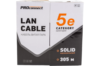 Кабель витая пара PROCONNECT LIGHT UTP 4PR 26AWG CCA CAT5 PVC серый 305 м 01-0048-3