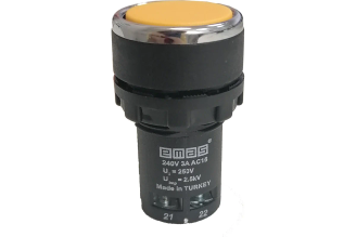 Нажимная моноблочная кнопка EMAS MB202DS, желтая, 22 мм, IP40