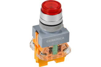 Кнопка GENERICA D7-11D 22 мм 1NC+1NO с подсветкой, красная, BBT50-11D-3-12-K04-G
