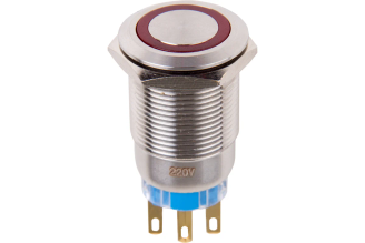 Антивандальная кнопка REXANT d19 LED без фиксации, красная, 36-3430