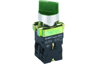 Переключатель CHINT NP2-BK12365 2 положения с фиксацией зеленый LED IP40 575496