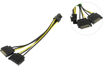 Переходник питания Pro Legend PL1460 2хSATA вилка - 6pin, 20 см