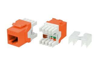 Модуль Keystone Hyperline Jack RJ45/8P8C категория 6a 10G 180 градусов серый 432647
