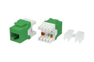 Вставка Keystone Jack RJ45/8P8C Hyperline KJ8-8P8C-C6-180-GN категория 6 зеленая 432640