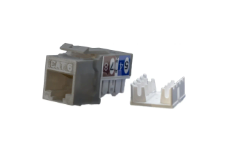 Вставка Keystone Jack RJ-45 8P8C Hyperline KJ9-8P8C-C6-90-GY, категория 6, серая, 432659