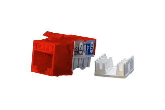 Вставка Keystone Jack RJ-45 8P8C Hyperline KJ9-8P8C-C6-90-RD, категория 6, красная, 432661