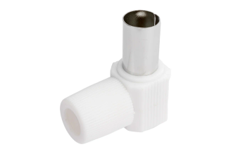 Антенный TV штекер TDM ELECTRIC угловой белый без пайки SQ1809-0010