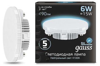 Лампа LED GX53 6W 4100K Gauss 108008206