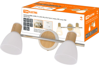Светильник TDM ELECTRIC спот, 2х40Вт, Е14, 230 В, 50 Гц, IP20, Бутон, планка, ЭКО, сосна, SQ0356-0003