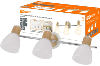 Светильник TDM ELECTRIC спот, 3х40Вт, Е14, 230 В, 50 Гц, IP20, "Бутон", планка, ЭКО, сосна, SQ0356-0004