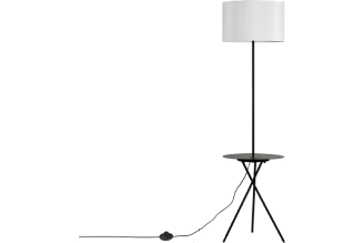 Светильник напольный IN HOME под лампу ТНО 04П-Е27-BW 230В полка, белый абажур, черная тренога 4690612049656