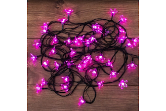 Светодиодная гирлянда NEON-NIGHT Цветы Сакуры 8 режимов, 7м, 50 LED, тёмно-зелёный провод, розовый 303-038