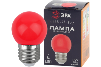 Светодиодная лампа ЭРА ERARL45E27 P45 1 Вт E27 красная Б0049575