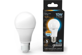 Лампа светодиодная Gauss Black A60 E27 10 Вт 4100 К 102502110-T