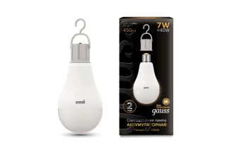 Лампа Gauss LED A60 7 W E27 450 лм 3000 K с Li-Ion аккумулятором 102402107
