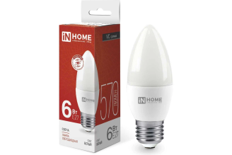 Светодиодная лампа IN HOME LED-СВЕЧА-VC 6 Вт E27 4000 К 570 лм 4690612020419
