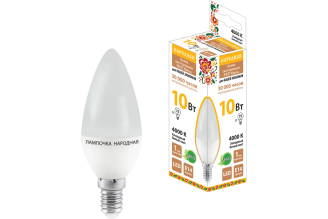 Светодиодная лампа TDM ELECTRIC FC37 10Вт 4000К E14 Народная SQ0340-1594
