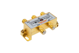 Делитель REXANT ТВх4 под F-разъем, 5-1000МГц, Gold (5 F-разъемов в комплекте) 05-6103-1
