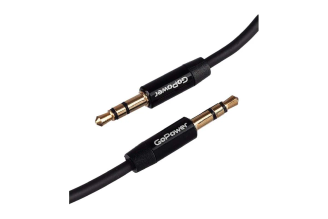 Кабель GoPower AUX Jack 3.5 mm M-M 2 м, черный 00-00027480