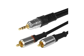 Шнур REXANT стерео 3,5 мм - 2RCA 5 м Gold-металл 17-4225