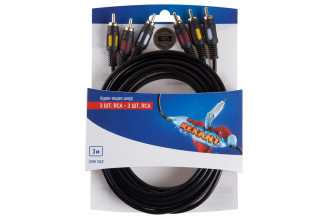 Кабель REXANT 3RCA-3RCA 3 м Gold 06-3051