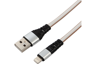 Кабель USB - Lightning REXANT 2.4 А, 1 м, для iPhone белая нейлоновая оплетка 18-7056