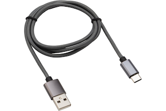 Кабель USB Type-C - USB REXANT 3 A нейлоновая оплетка графит 1 м 18-1896