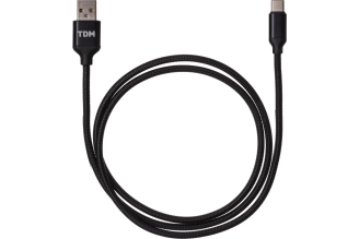 Дата-кабель TDM ELECTRIC ДК 8, USB - USB Type-C, 1 м, тканевая оплетка, черный, SQ1810-0308