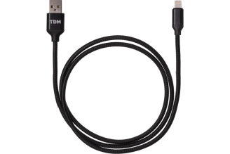 Дата-кабель TDM ELECTRIC ДК 9, USB - Lightning, 1 м, тканевая оплетка, черный, SQ1810-0309