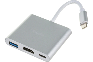 Переходник хаб Hoco HB14 Easy use Type-C adapter (Type-C to USB3.0+HDMI+PD), серебристый 800477