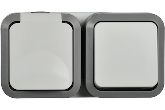 Блок розетка + выключ IEK Tors горизонтальный 16а ip55 ts242 белый TS-G10-6-55-V-K41