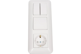 Блок: розетка с заземлением + 1-клавишный выключатель + 2-клавишный выключатель Systeme Electric BLANCA скрытой установки, белый BK2VR-008A-B